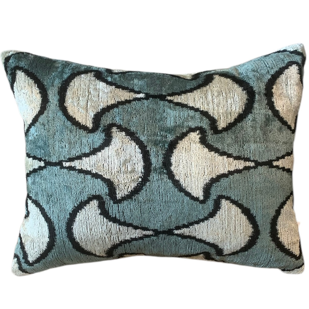 anvil blue silk velvet cushion at details by mr k