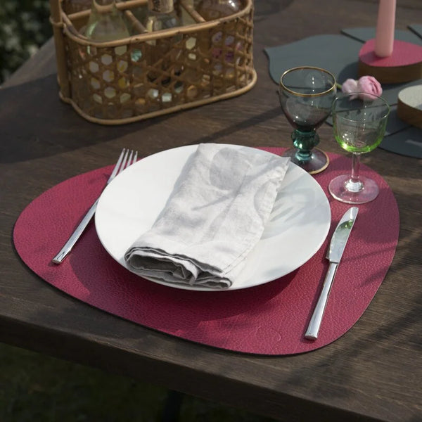 Curve Leather Placemats - Raspberry