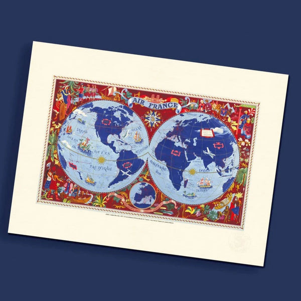Poster - Air France Planisphere (Red)