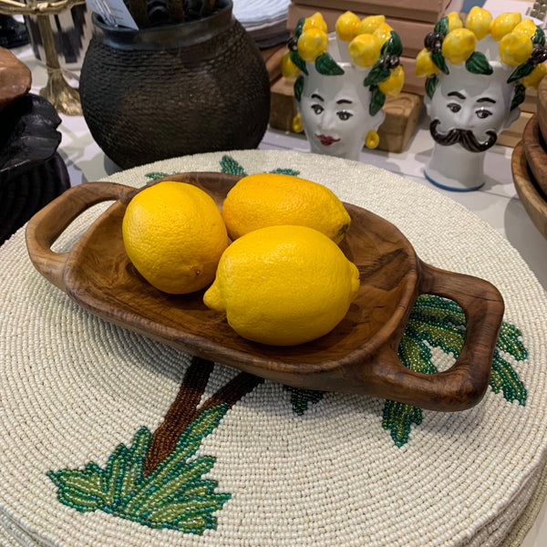 Teak Wood Handle Tray