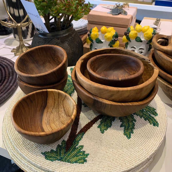 Live Edge Teak Wood Nesting Bowls
