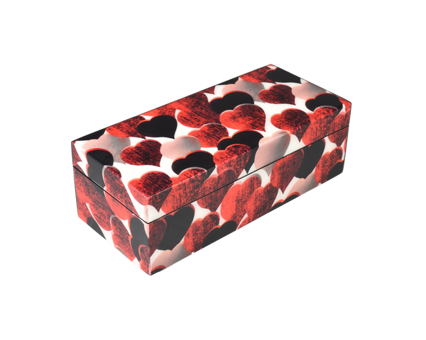 Hinged Lacquer Box - Hearts