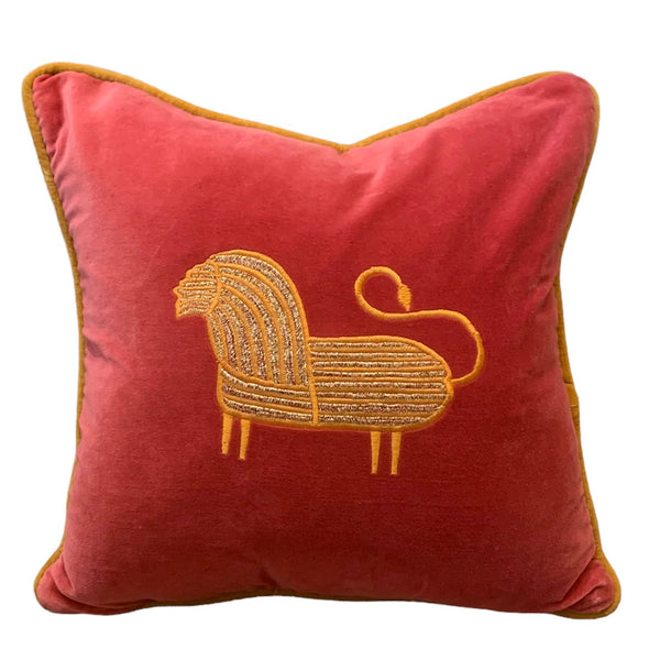 Menagerie Velvet Cushion - Dusty Pink