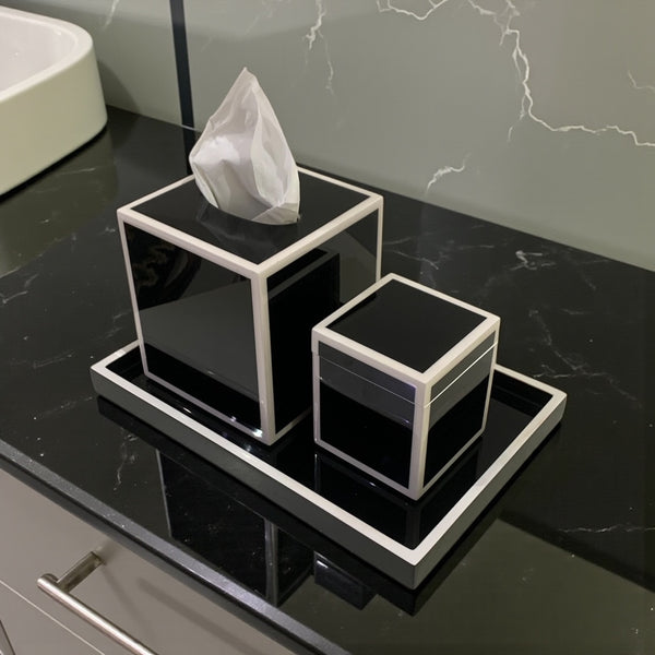 Lacquer Tissue Box - Black