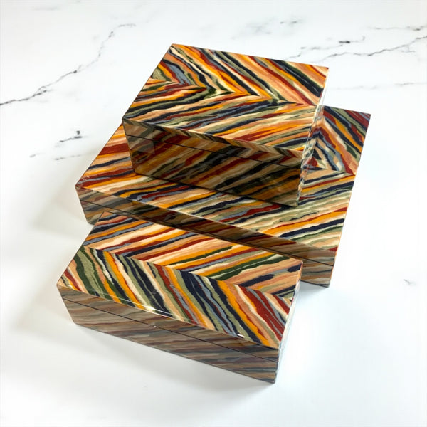 Hinged Lacquer Boxes - Tiger Wood