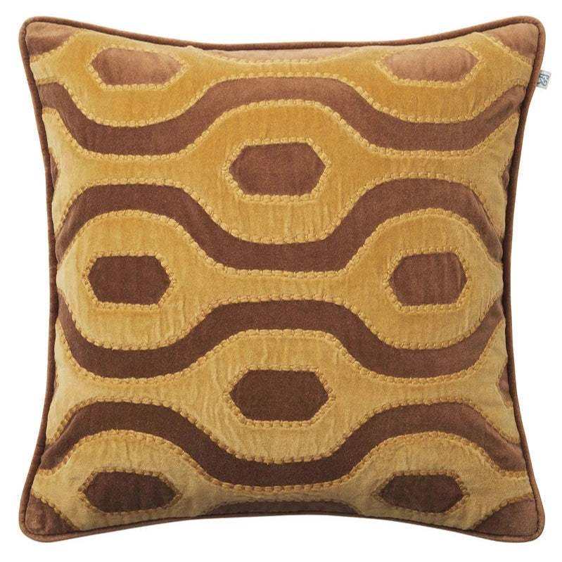 Varanasi Velvet Cushion - Cognac