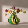 Folk Vase 11 - Black/Green/Yellow