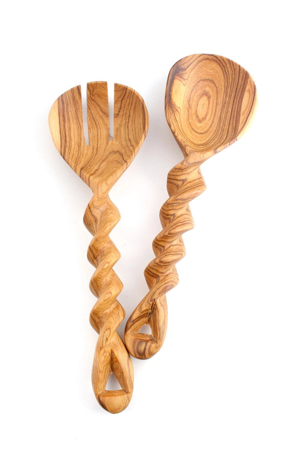 olive wood spiral salad servers at details by mr k