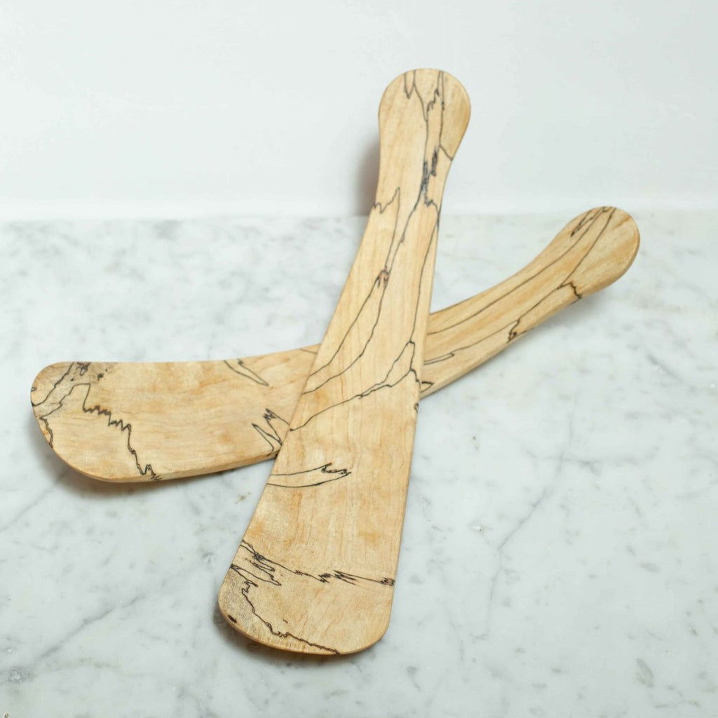 spalted maple salad servers at details by mr k