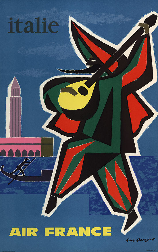 Italie vintage travel poster air france