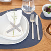 Curve Leather Placemats - Navy Blue