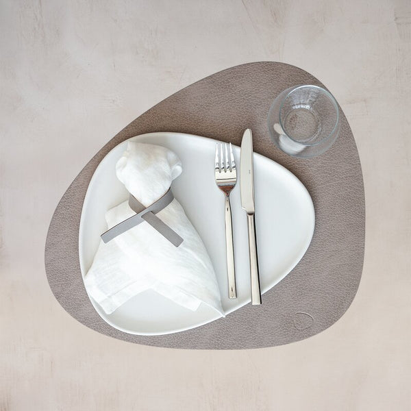 Curve Leather Placemats - Warm Grey