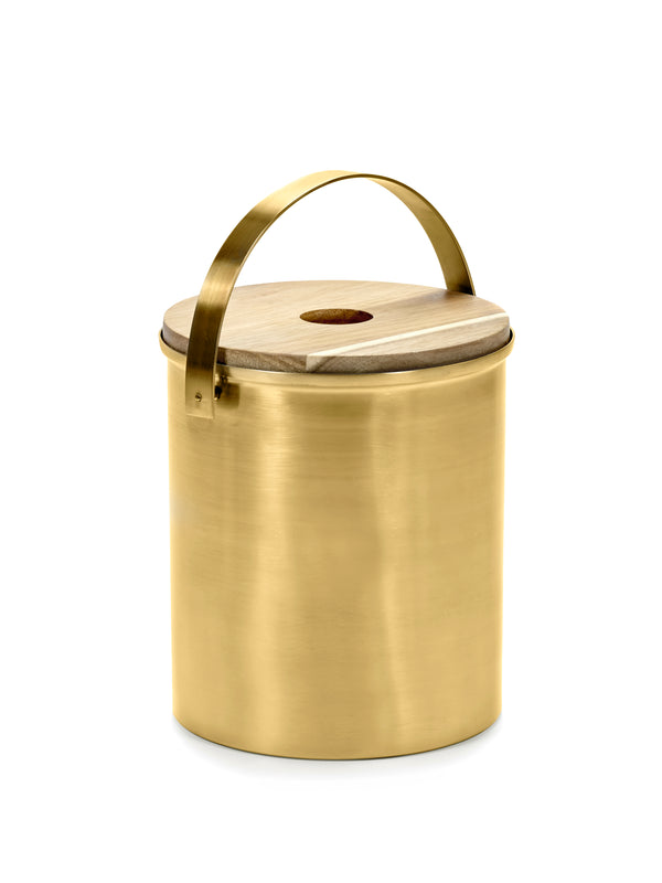 Brushed Steel Gold Ice Bucket