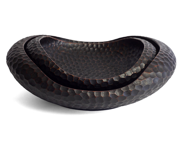 Black Wave Hammered Wood Bowl | Craft District Bali