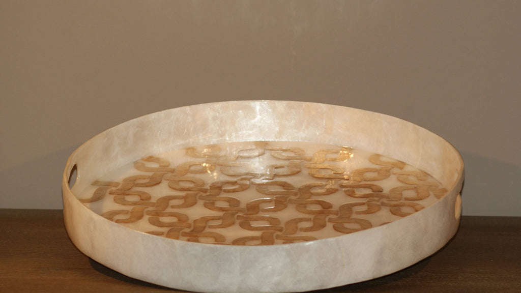 Capiz Round Abaca Tray