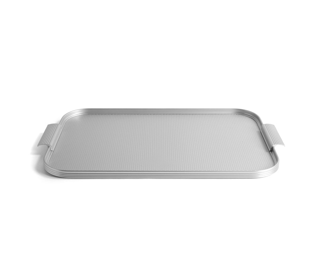 Ribbed Serving Tray - Silver