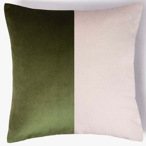 Optic Velvet Cushion - Pale Green