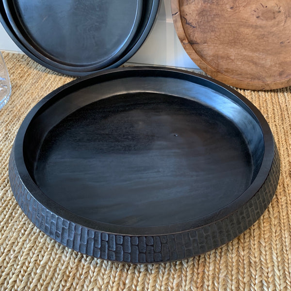 Hammered Round Tray - Black