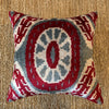 Silk Velvet Cushion N. E47 - Red + Steel Grey