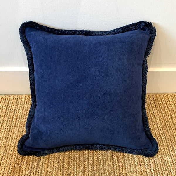 Happy Velvet Cushion - Midnight Blue