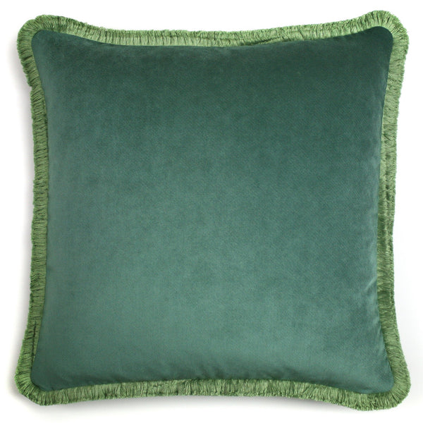 Happy Velvet Pillow Green | LO Decor