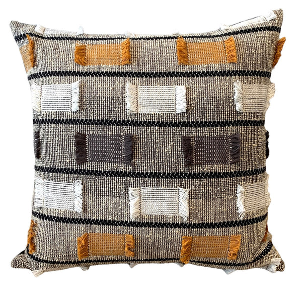 Linen & Velvet Cushion - Amber