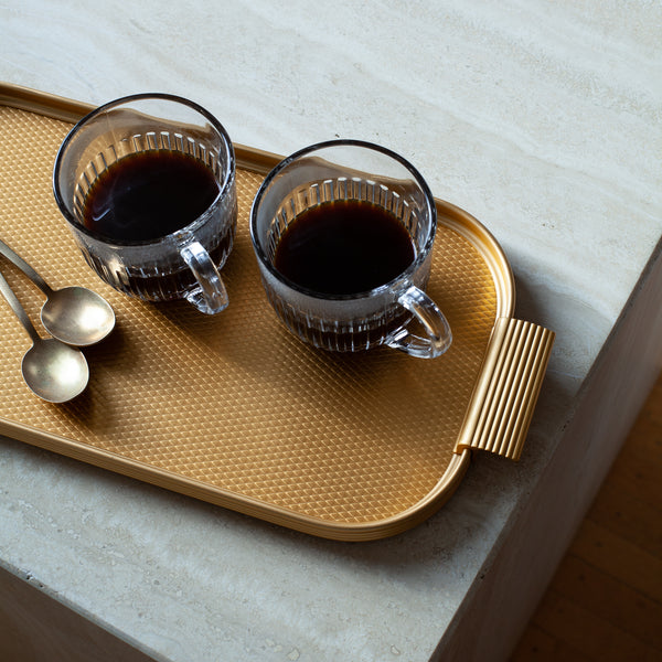 Ribbed Coffee Tray - Gold