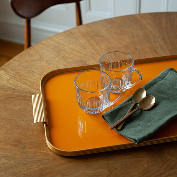Ribbed Serving Tray - Gold + Colours