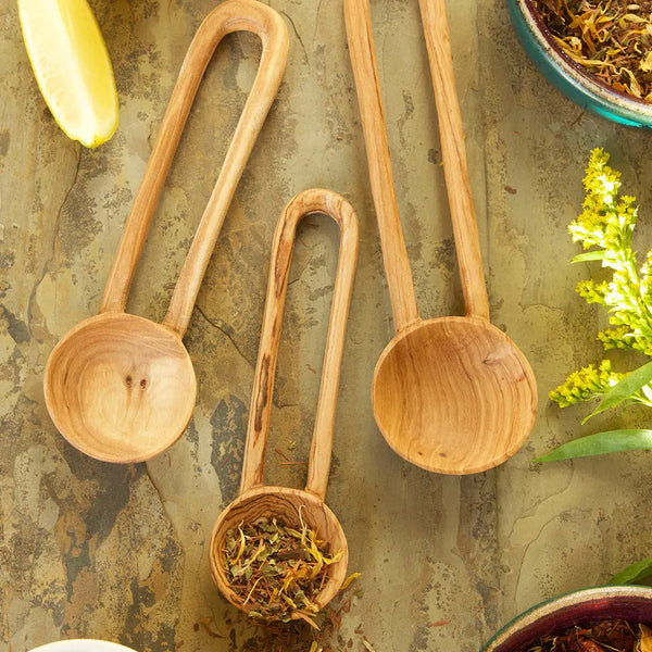Olive Wood Loop Serving Spoons Set of 3
