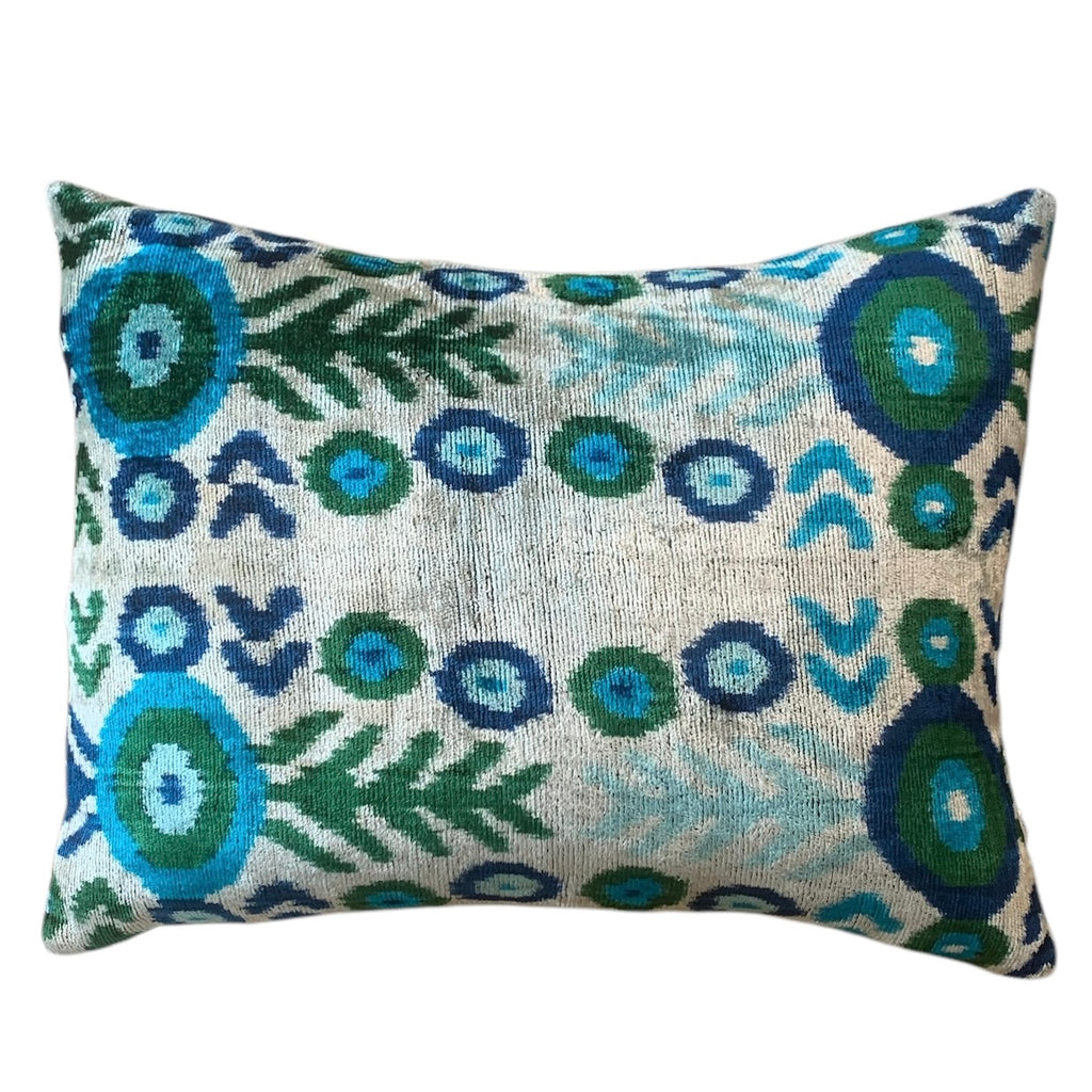 Silk Velvet Cushion N. 740 - Green / Blue
