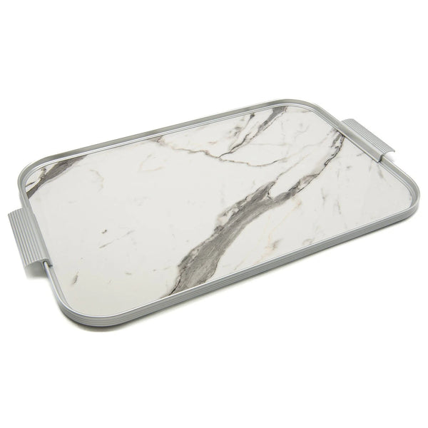 kaymet ribbed tray with white marble