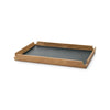 Airy Teak Tray with Leather Insert