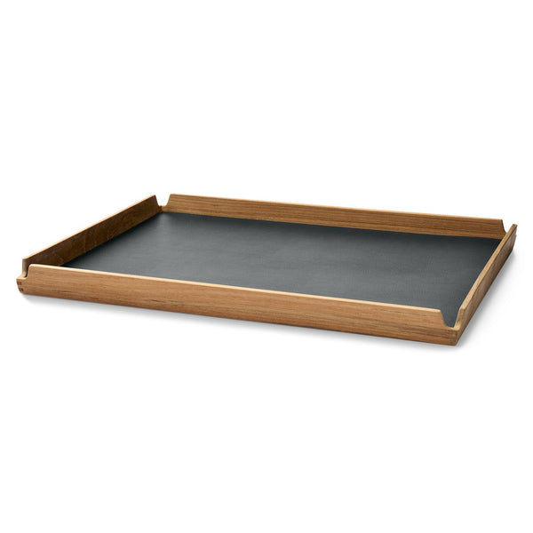 Airy Teak Tray with Leather Insert