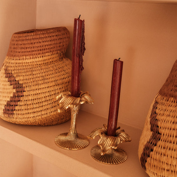 Hailey Hibiscus Brass Candle Holder