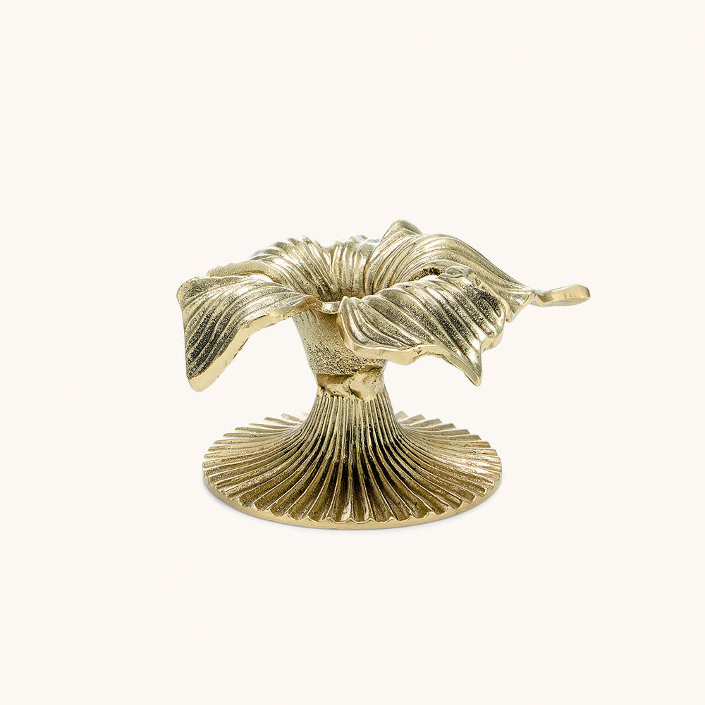 Hailey Hibiscus Brass Candle Holder