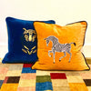 Embroidered Velvet Cushion - Amber Zebra