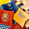 Embroidered Velvet Cushion - Amber Zebra