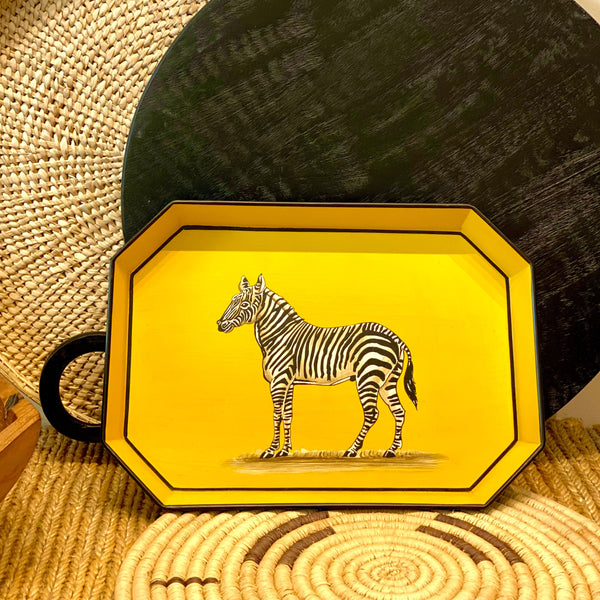 Handpainted Iron Tray - Zebra