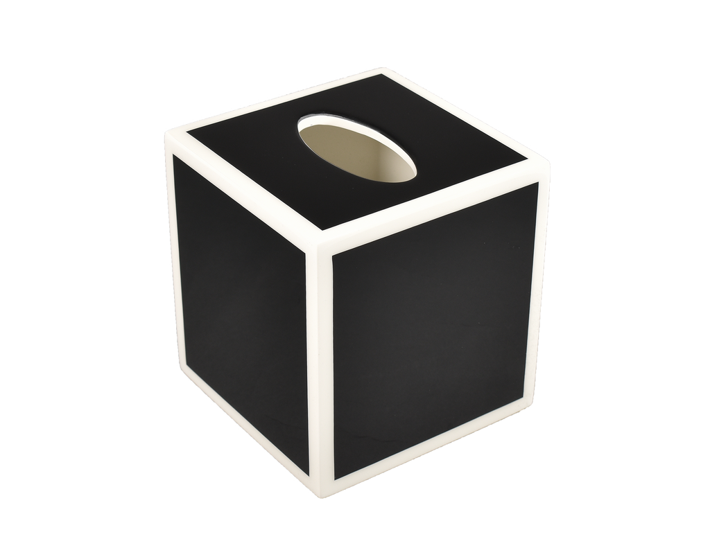 Lacquer Tissue Box Cover - Black