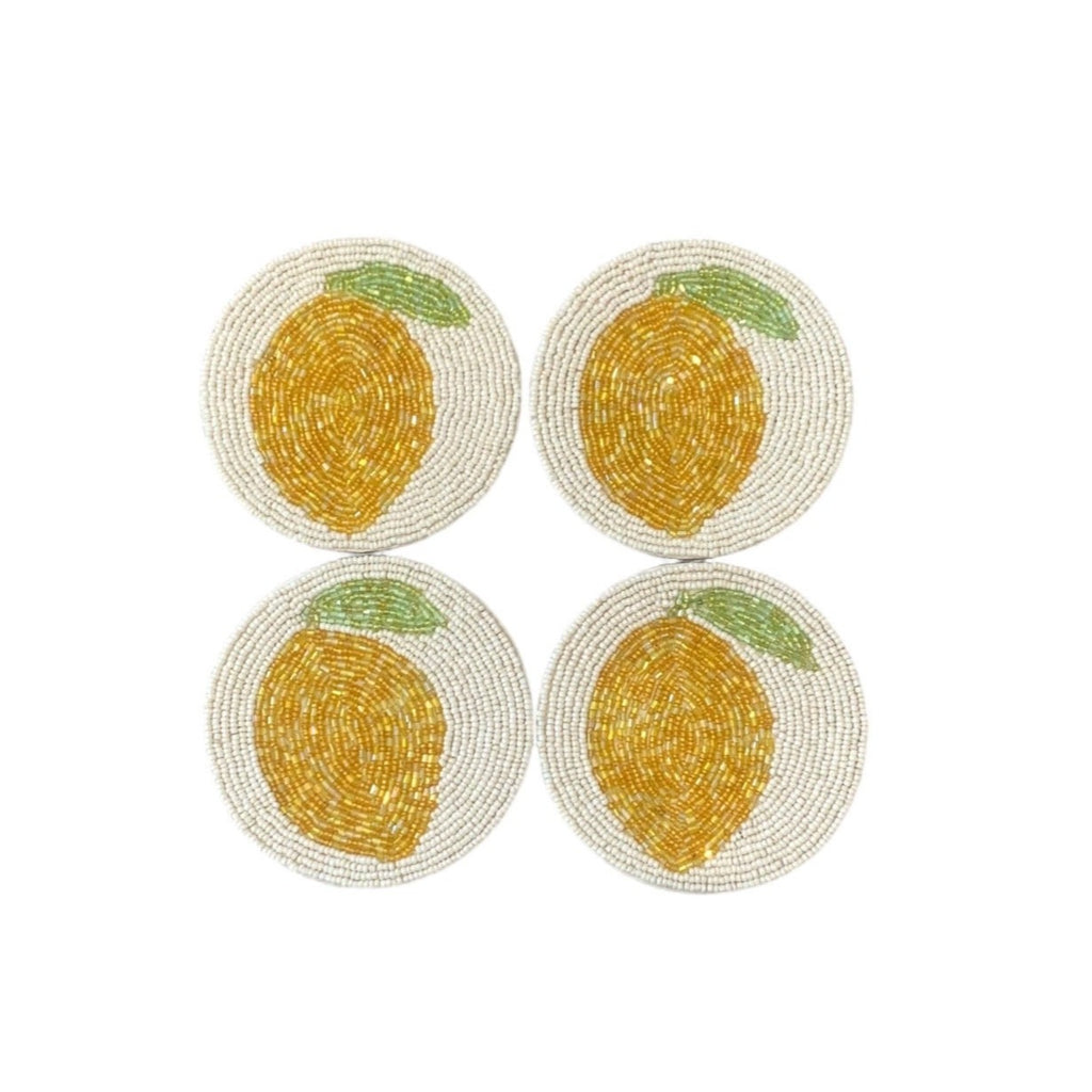 Beaded Coaster Set of 4 - Lemon