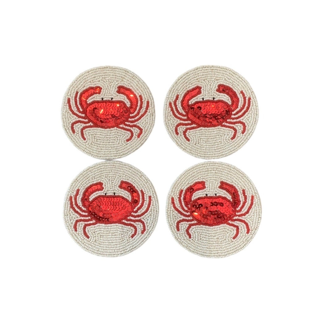 Beaded & Sequin Coaster Set of 4 - Crab