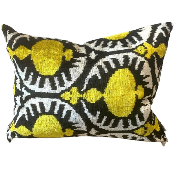 Silk Velvet Cushion N. 705 - Ikat Yellow