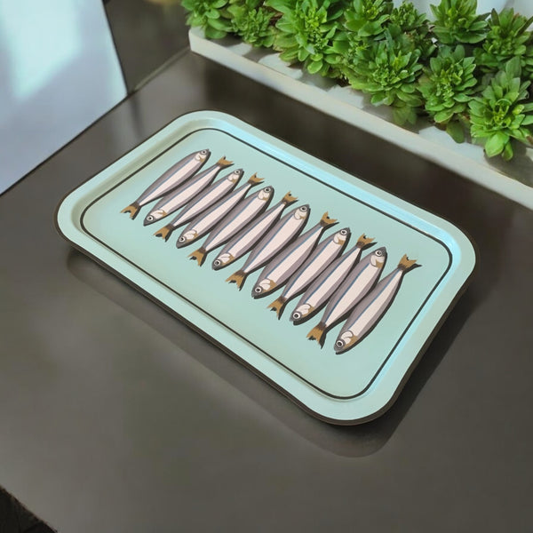Handpainted Iron Tray - Sardines