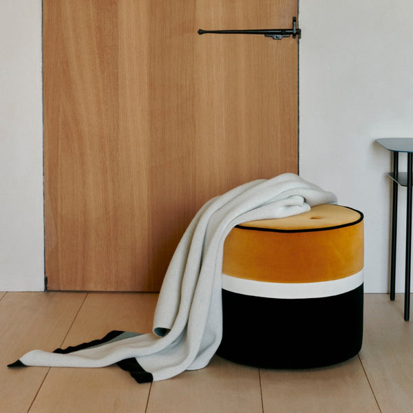 Leo Velour Pouf - Ocre