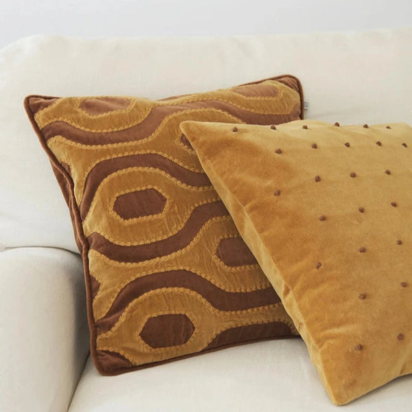 Varanasi Velvet Cushion - Cognac