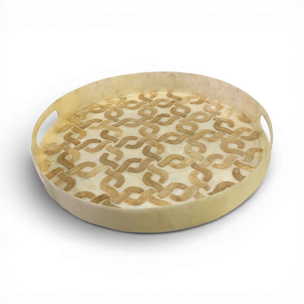 Capiz Round Abaca Tray