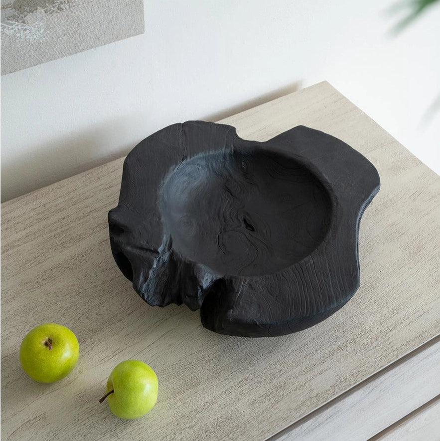 Teak Raw Edge Bowl - Black