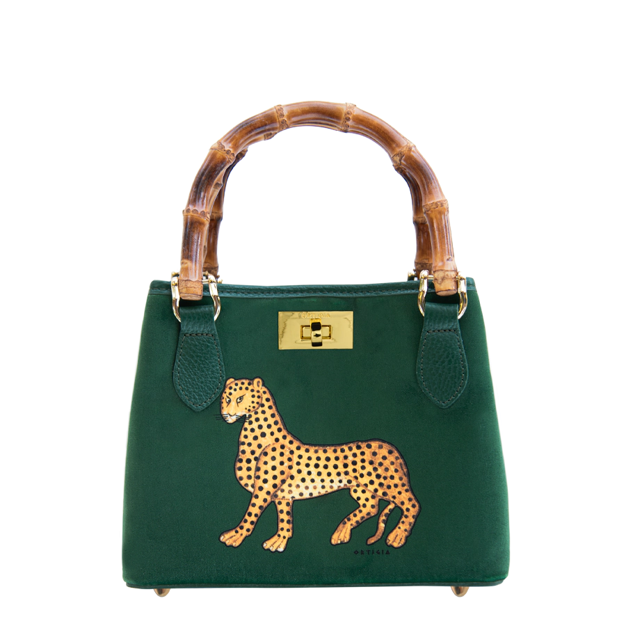 Ortigia Velvet Bamboo Bag - Green Jewel