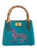 Ortigia Velvet Bamboo Bag - Petrol