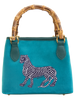 Ortigia Velvet Bamboo Bag - Petrol